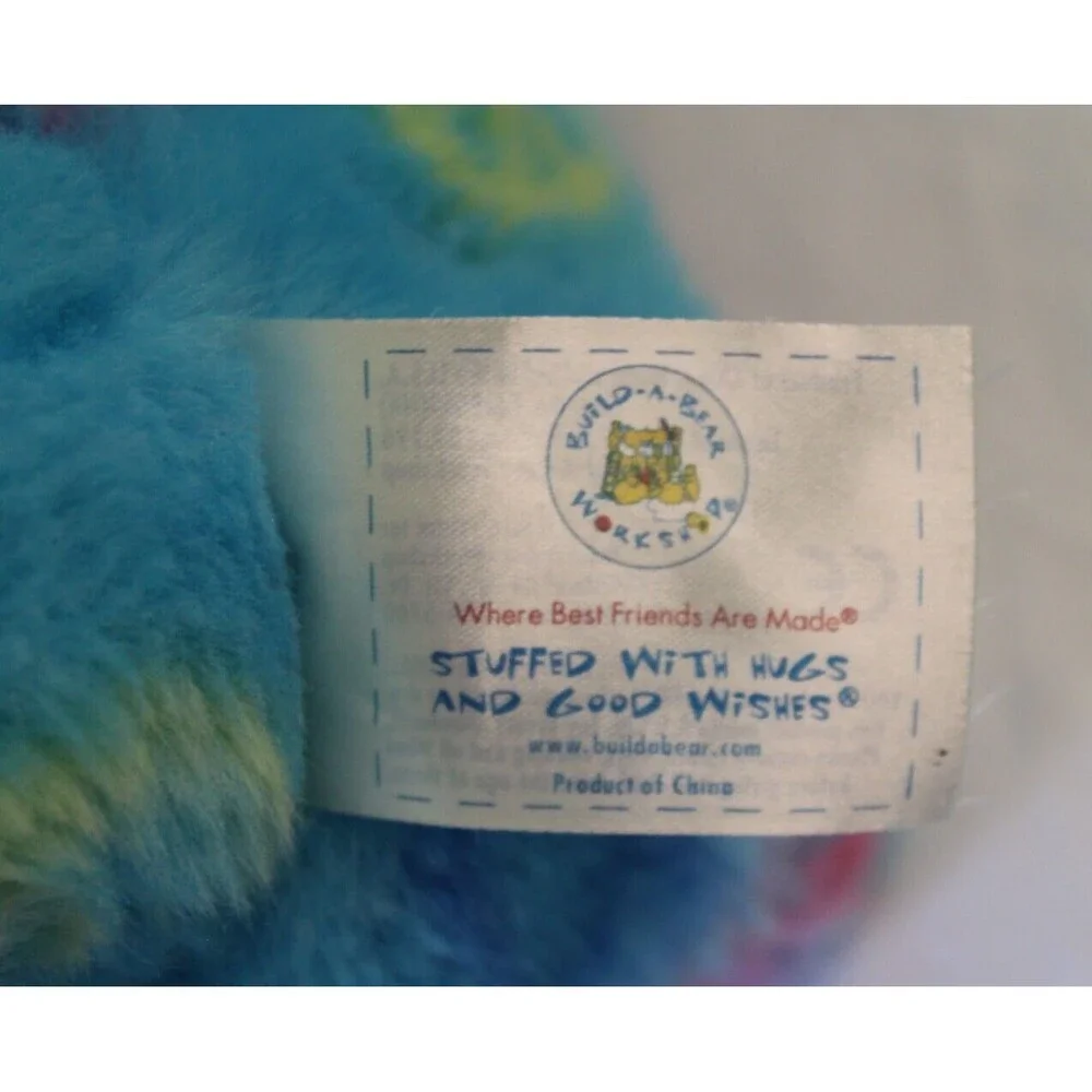 Build A Bear Blue/Pink Peace Bear Soft Plush Toy Animal 14